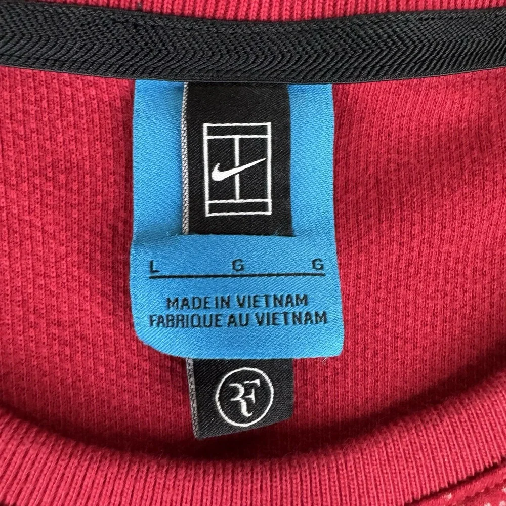 Nike Shirt Mens Roger Federer Red Crewneck Performance Rf Court Challenge Tennis